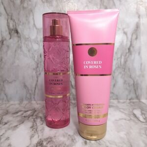 Bath & Body Works 2 Pc COVERED IN ROSES Fine Fragrance Mist and Body Cream